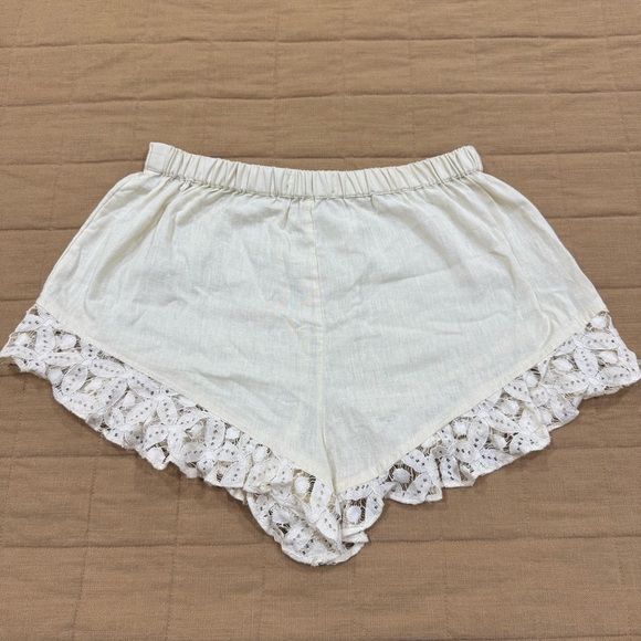 Free People Lace Linen Blend Cream Color Shorts Size XS - Picture 6 of 7